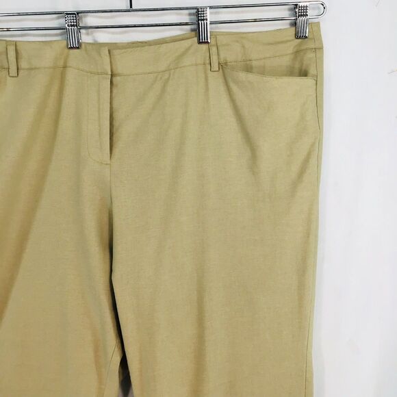Lane Bryant Tan Khaki Linen Blend Wide Leg Pants Women's Size 22 Boho Beachy - Picture 3 of 13
